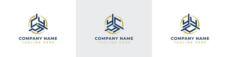 Letters CYY, YCY, YYC Monogram Logo Set, suitable for any business with CYY, YCY, YYC initials vector