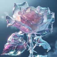 AI generated A crystal rose.Rose made of glass. photo