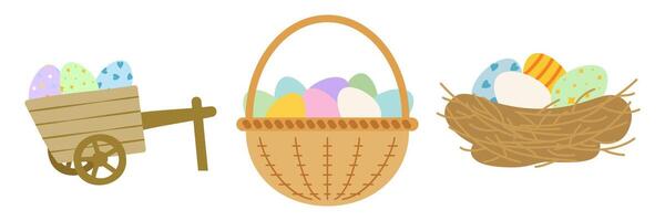 Easter eggs flat cartoon vector. vector