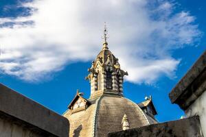 Detail of the historic, Gothic Revival style, Rafael Uribe Uribe Palace of Culture located at the Botero Square in Medellin declared National Monument of Colombia in 1982. photo