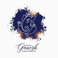 contento señor ganesh chaturthi saludo en azul pintar chapoteo estilo vector