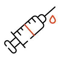 A modern design icon of injection with vital, immunization vector