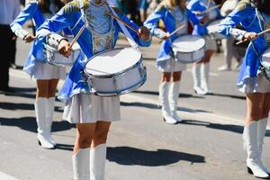 Street promotion of the majorettes of the festival spring. photo