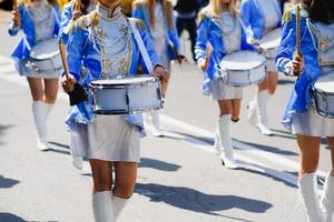 Street promotion of the majorettes of the festival spring. photo