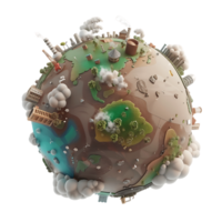 ai gerado globo com indústria e de Meio Ambiente degradação3d ilustração png