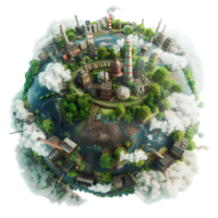 ai generiert Erde Kampf3d Globus mit industriell Verschmutzung png