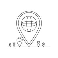 Continuous one line drawing of map point.GPS,Web concept.Map point isolated on a white background. Vector illustration.