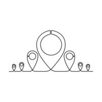 Continuous one line drawing of map point.GPS,Web concept.Map point isolated on a white background. Vector illustration.