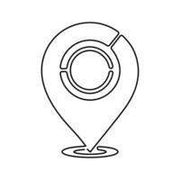 Continuous one line drawing of map point.GPS,Web concept.Map point isolated on a white background. Vector illustration.