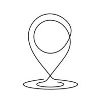 Continuous one line drawing of map point.GPS,Web concept.Map point isolated on a white background. Vector illustration.