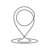 Continuous one line drawing of map point.GPS,Web concept.Map point isolated on a white background. Vector illustration.