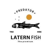 vintage retro hipster lanternfish logo vector outline silhouette art icon