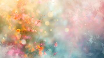 AI generated Tender Flowers - spring summer floral background with bokeh effect photo