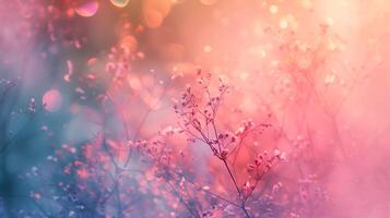 AI generated Tender Flowers - spring summer floral background with bokeh effect photo