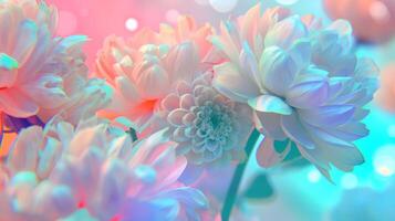 AI generated Tender Flowers - spring summer floral background with bokeh effect photo