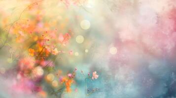 AI generated Tender Flowers - spring summer floral background with bokeh effect photo