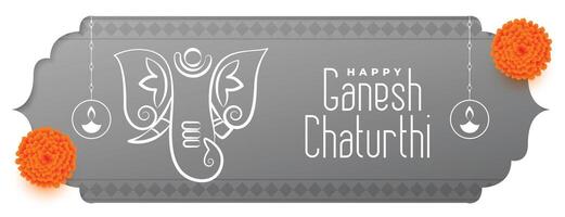 indian festival ganesh chaturthi celebration grey banner vector
