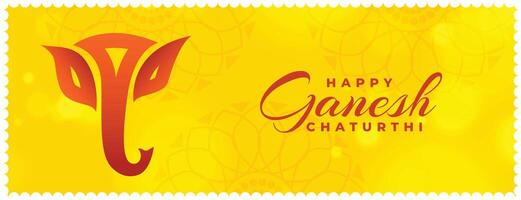 flat yellow ganesh chaturthi wishes card banner vector