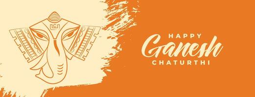 happy ganesh chaturthi celebration banner in paint brush style vector