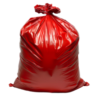 AI generated Red plastic trash bag PNG. Red trash bag isolated. Garbage bag for bio-waste PNG