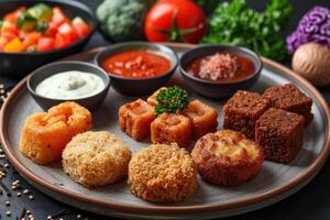 AI generated a plate of Mozzarella Sticks in the kitchen table professional advertising food photography photo