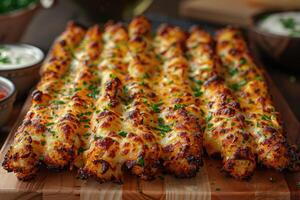 AI generated a plate of Mozzarella Sticks in the kitchen table professional advertising food photography photo