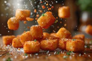 AI generated a plate of Mozzarella Sticks in the kitchen table professional advertising food photography photo