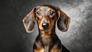 AI generated Portrait image of a cute brown dachshund dog photo