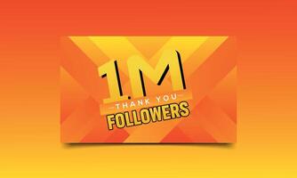Thank you 1 million followers banner,1M followers social media story post background template.Vector illustration, gradient background, thumbnail, subscribers, blog, like, vector, post, text, follow. vector
