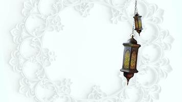 Ramadan lantern with animated white background loop video