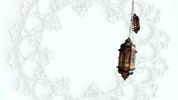 Ramadã lanterna com animado branco fundo ciclo video