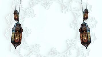 Ramadan lantern with animated white background loop video