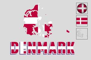 Denmark flag and map in vector illustration