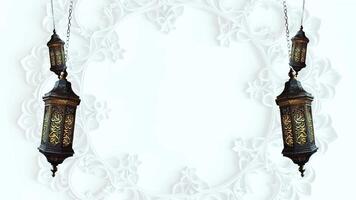 Ramadan lantern with animated white background loop video