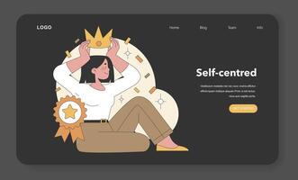 Self-centred trait illustrated within Big Five Personality framework. Flat vector illustration