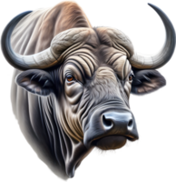 AI generated Colored-pencil sketch of a Cape Buffalo. png