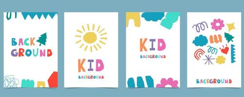 shape paper cut out background with colorful.illustration vector for a4 vertical kid design