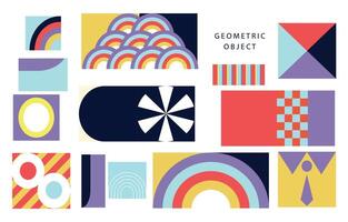 shape geometric element object with red ,violet,blue color vector