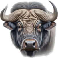 AI generated Colored-pencil sketch of a Cape Buffalo. png