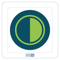 Contrast green color icon with dark background. Green and blue button with a circle in the middle vector