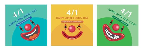 Set of April Fools Day with a cute Clown emoji for April Fools Day Social Media Post, Card or Banner Template Design vector