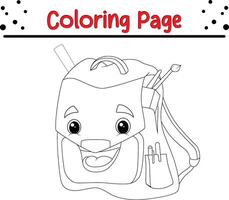 Coloring page Bagschool smiling face vector