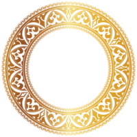 aztèque d'or cercle Cadre de courbé feuilles. sans couture avec crochets ou fils. similaire à le grec clavier aussi appelé Stepfred conception ou xicalcoliuhqui png