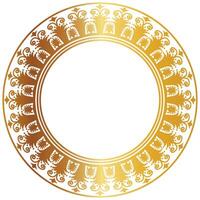 Aztec golden circle frame of crooked leaves. Seamless with hooks or threads. similar to the Greek keyboard Also called stepfred design or Xicalcoliuhqui vector