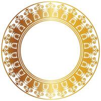 Aztec golden circle frame of crooked leaves. Seamless with hooks or threads. similar to the Greek keyboard Also called stepfred design or Xicalcoliuhqui vector