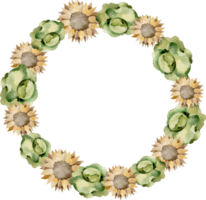 oogst waterverf frame.groente kaart ontwerp en seizoensgebonden bloemen. kool en zonnebloemen botanisch patroon. bewerkbare banier voor uitnodiging en afdrukken. png