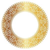 Aztec golden circle frame of crooked leaves. Seamless with hooks or threads. similar to the Greek keyboard Also called stepfred design or Xicalcoliuhqui vector