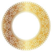 Aztec golden circle frame of crooked leaves. Seamless with hooks or threads. similar to the Greek keyboard Also called stepfred design or Xicalcoliuhqui vector