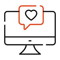 Icon of favorite chat, heart inside message bubble vector