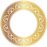 Aztec golden circle frame of crooked leaves. Seamless with hooks or threads. similar to the Greek keyboard Also called stepfred design or Xicalcoliuhqui vector